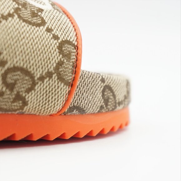 New in Blemished Box Women's The North Face x Gucci Beige & Orange Slides US 6 - Picture 10 of 16